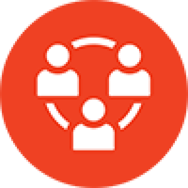 Three profile persons linked in a circle